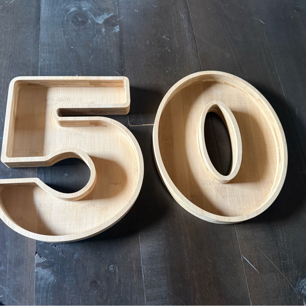 Wooden Number 50 Decorative Tray